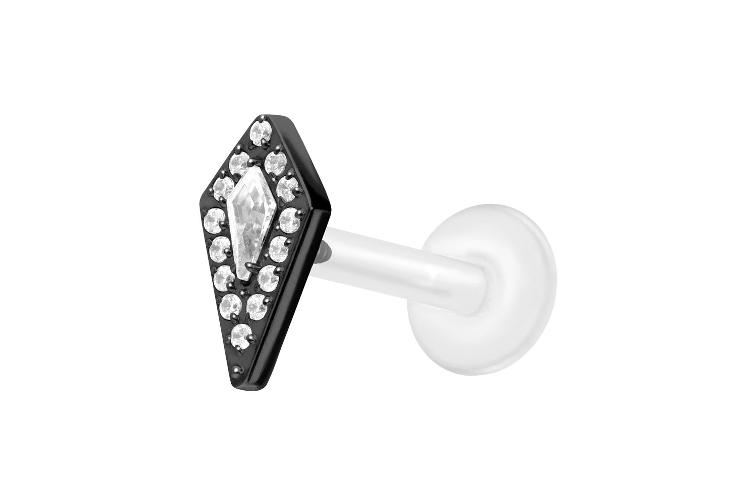 PTFE Labret Piercing mit Innengewinde + Titan-Aufsatz KRISTALLSCHILD